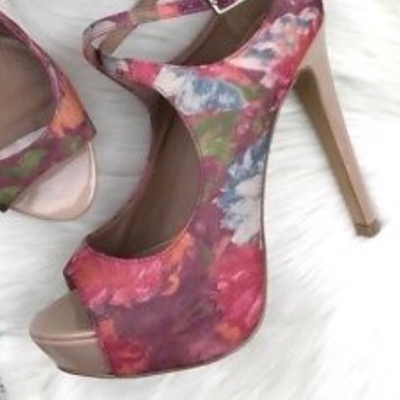 Steve Madden open toe stilettos floral watercolor - Picture 2 of 2